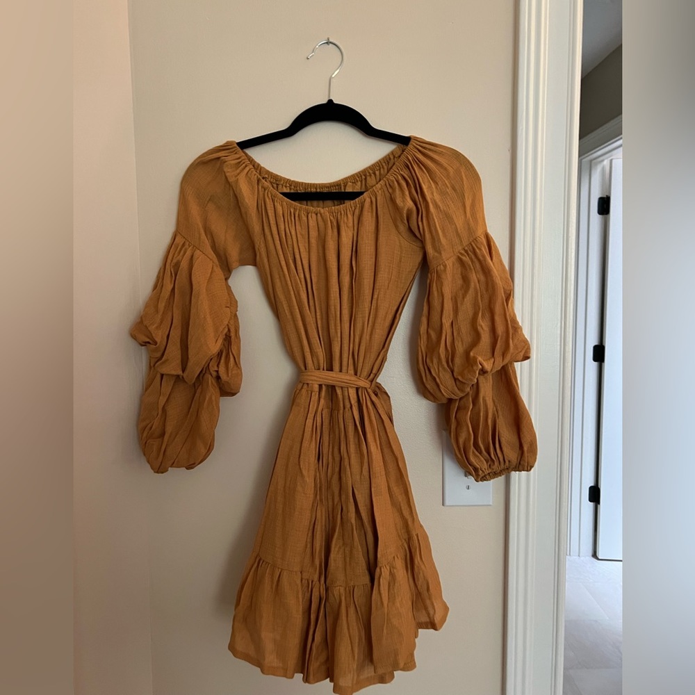 Princess Polly Yellow Off The Shoulder Wrap Dress Size 6